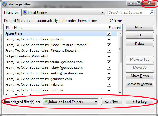 filter list