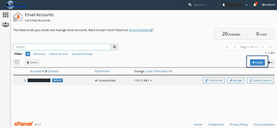 cpanel email account creation